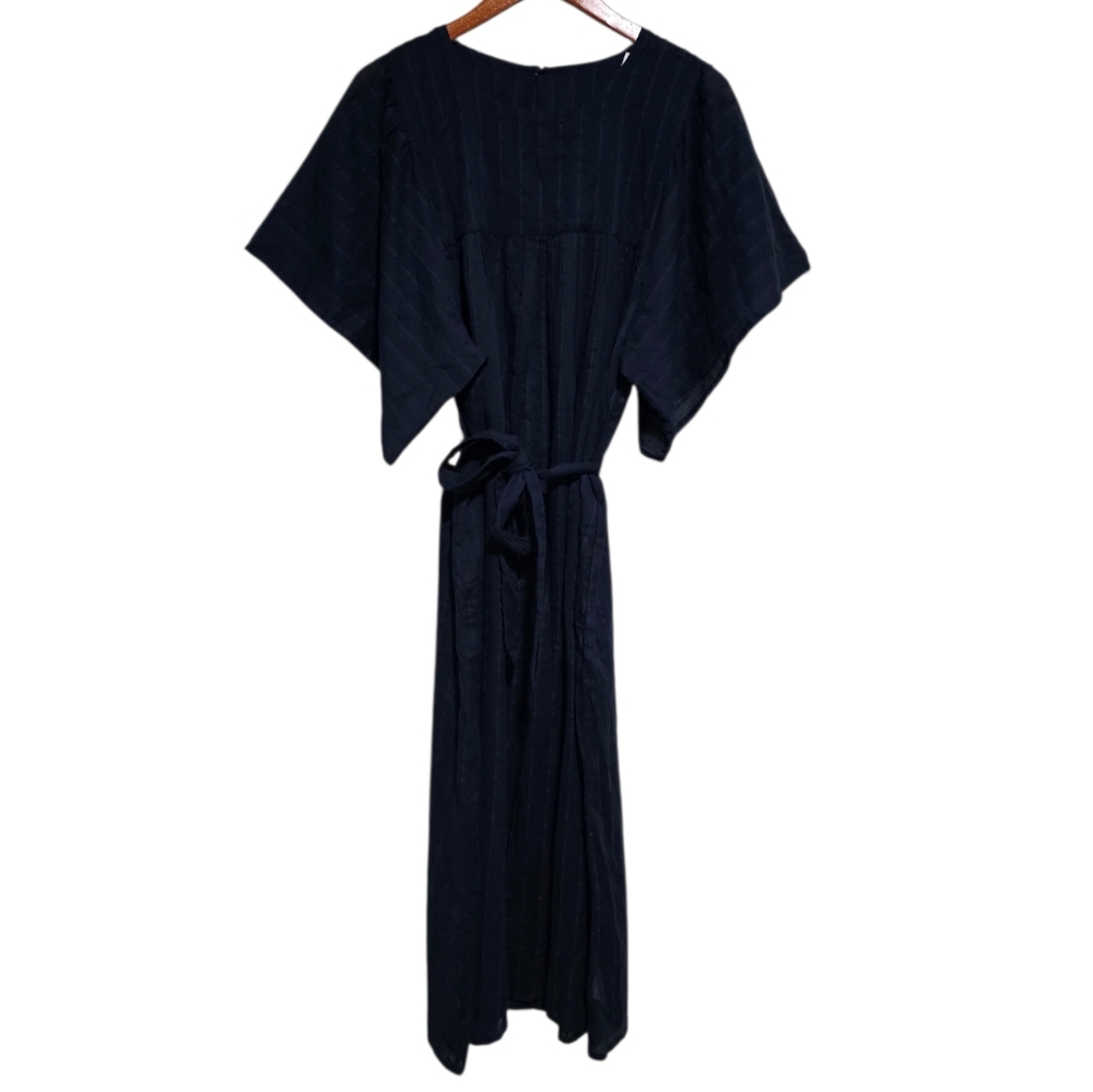 Emerson Fry India Collection Basalie Midi Dress in Navy Swiss Dot Size Medium